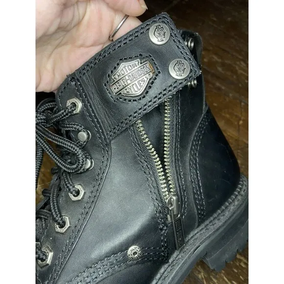 Harley Davidson Women’s Black Heeled Leather Riding Boots USED size 8