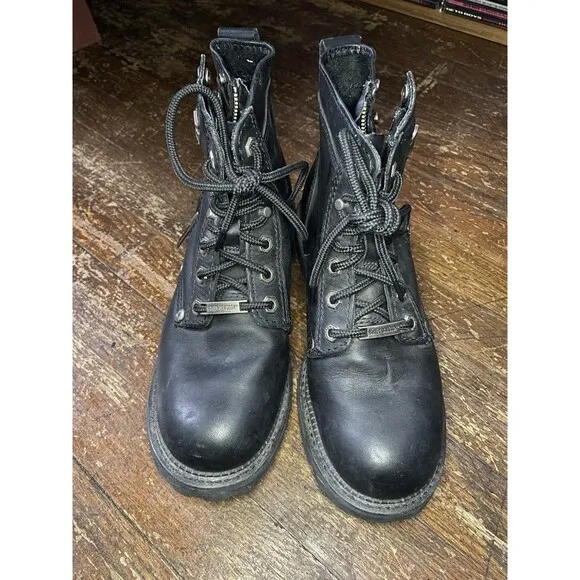 Harley Davidson Women’s Black Heeled Leather Riding Boots USED size 8