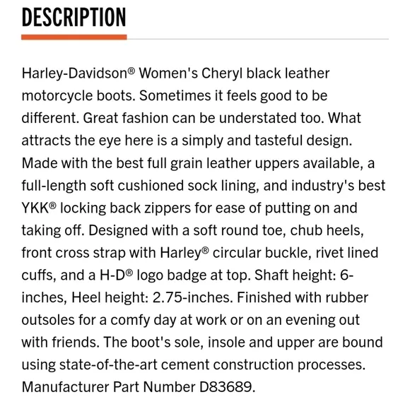 Harley Davidson Women's Cheryl 6-Inch Black Motorcycle Boots