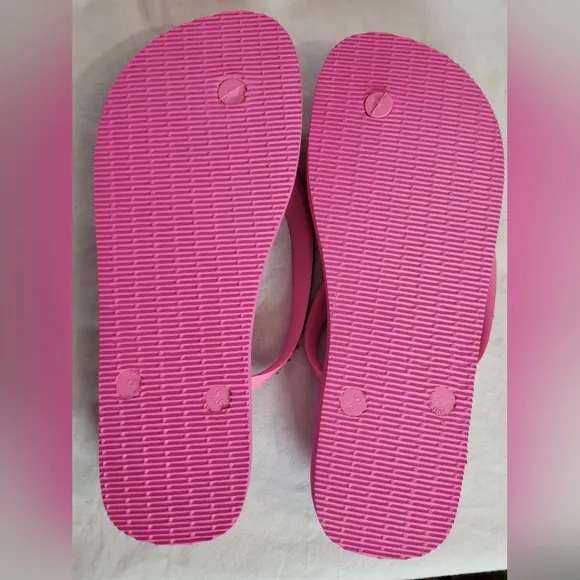 Havaianas Women's Pink Rhinestone Embellished Slim Flip Flops Sandals Size 9