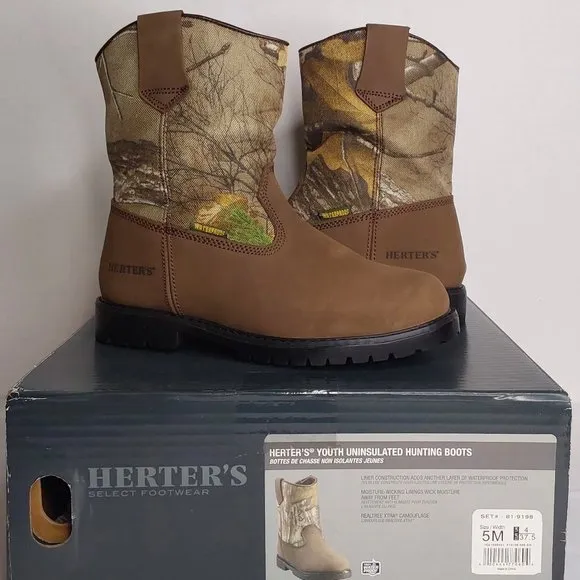 'HERTER'S' LEATHER CAMO YOUTH HUNTING BOOTS
