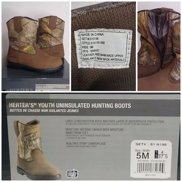 'HERTER'S' LEATHER CAMO YOUTH HUNTING BOOTS