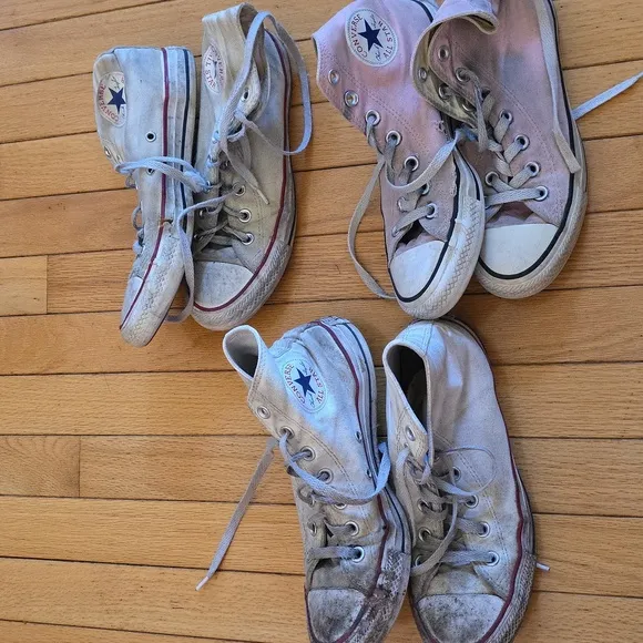 High-Top Converse Sneakers White Or Pink Mens 6 Women's 8 Used Loved