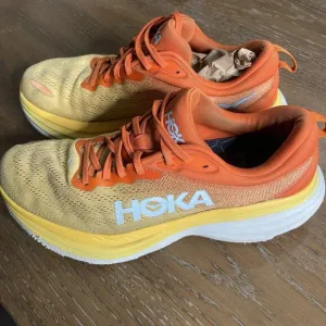 Hoka Bondi 8 Sneakers Mens 11.5 D Running Orange Yellow Colorful Athletic