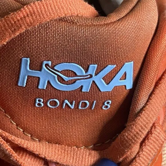 Hoka Bondi 8 Sneakers Mens 11.5 D Running Orange Yellow Colorful Athletic