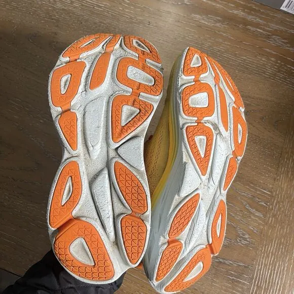 Hoka Bondi 8 Sneakers Mens 11.5 D Running Orange Yellow Colorful Athletic