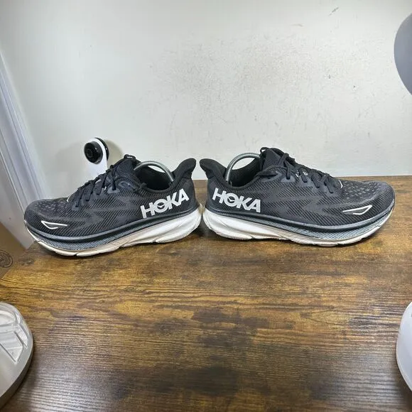 Hoka‎ Clifton 9 Black White 1127895 BWHT Shoes Sneakers Men's Size 11.5 D