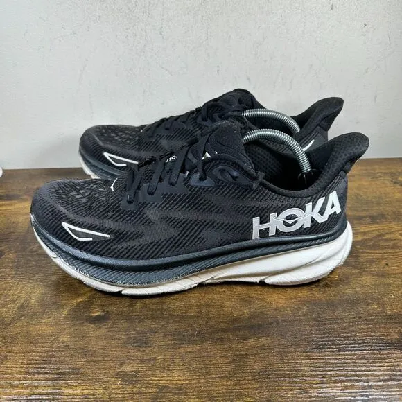Hoka‎ Clifton 9 Black White 1127895 BWHT Shoes Sneakers Men's Size 11.5 D