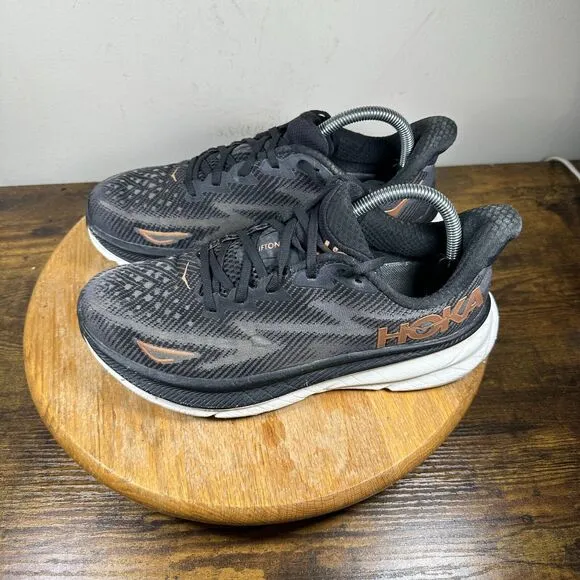 Hoka Clifton 9 Black White Shoes Sneakers Women's Size 9 B 1127896‎ BCPPR