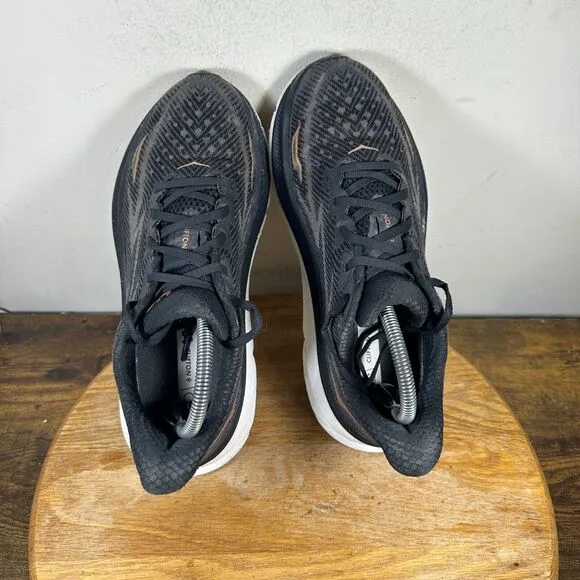 Hoka Clifton 9 Black White Shoes Sneakers Women's Size 9 B 1127896‎ BCPPR