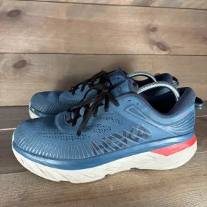 hoka one bondi 7 mens size 12 shoes blue athletic running sneakers