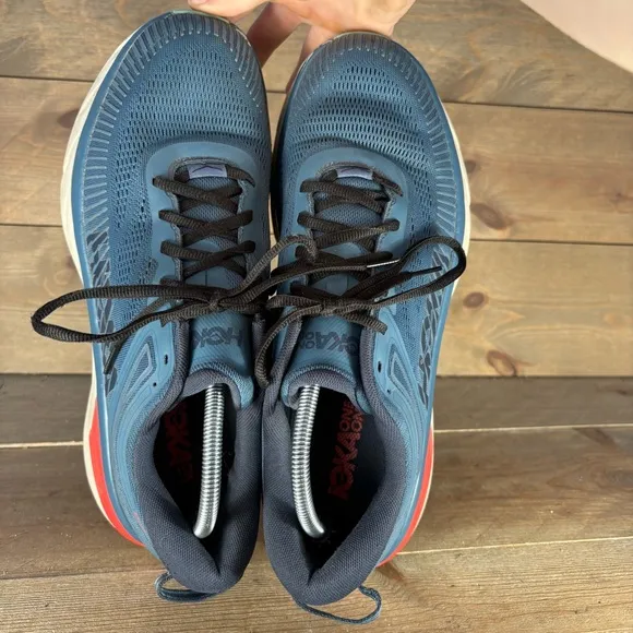 hoka one bondi 7 mens size 12 shoes blue athletic running sneakers