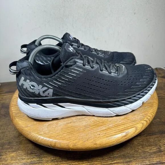 Hoka One One Clifton 5 Black White Men's Size 10.5 Shoes Sneakers 1093755 BWHT‎