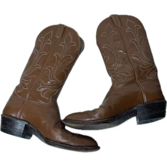 HONDO BROWN WESTERN Men’s BOOTS Genuine Leather 9D