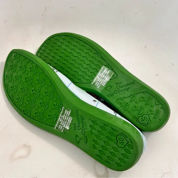 HOT CHOCOLATE Bon Voyage Women Mary Jane Globe Print Flats Size 40 us 10 NWT