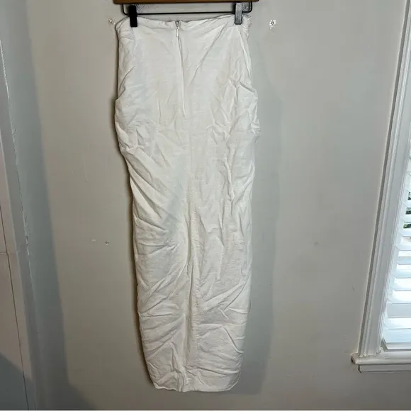 HOUSE OF CB- Jada Maxi Wrap Skirt White Linen Summer Classic Silhouette Poolside