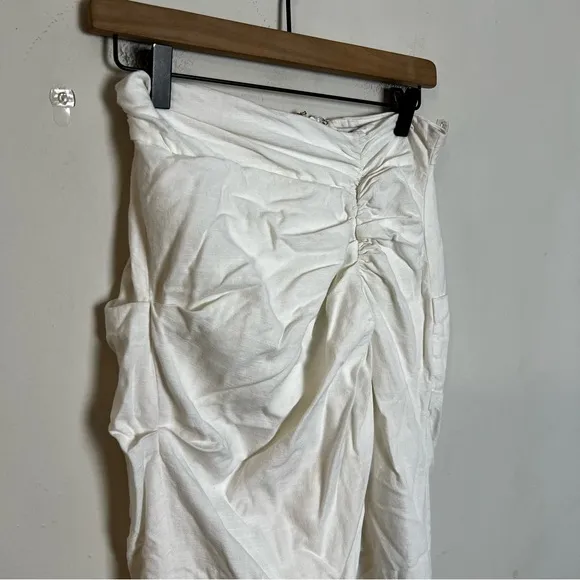 HOUSE OF CB- Jada Maxi Wrap Skirt White Linen Summer Classic Silhouette Poolside