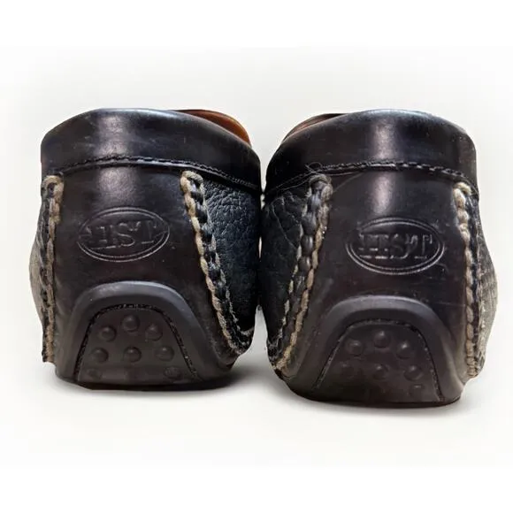 H.S. HS Trask Mens Size 9.5M Black Pebbled Leather Brazil Driving Shoes Loafers
