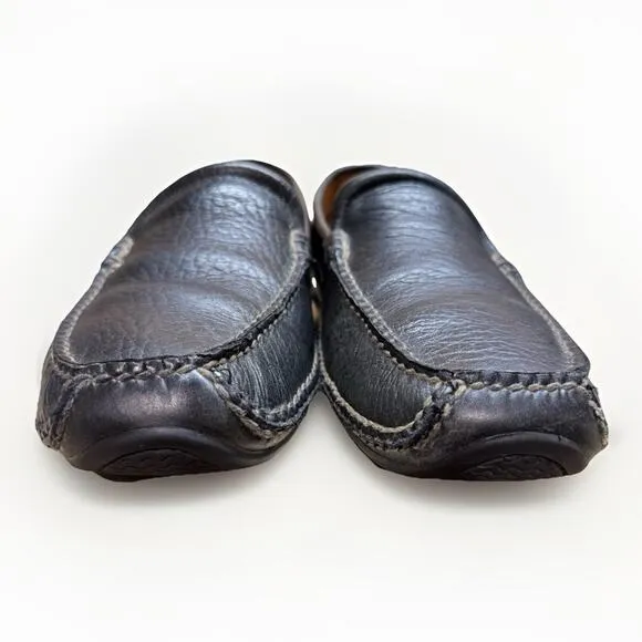 H.S. HS Trask Mens Size 9.5M Black Pebbled Leather Brazil Driving Shoes Loafers