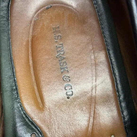H.S. HS Trask Mens Size 9.5M Black Pebbled Leather Brazil Driving Shoes Loafers