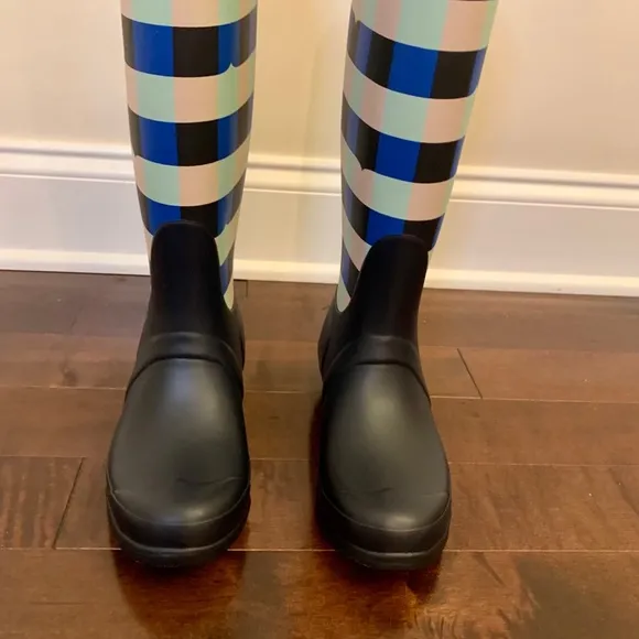 Hunter Original Tall Gingham Waterproof Rain Boots Women Size 5