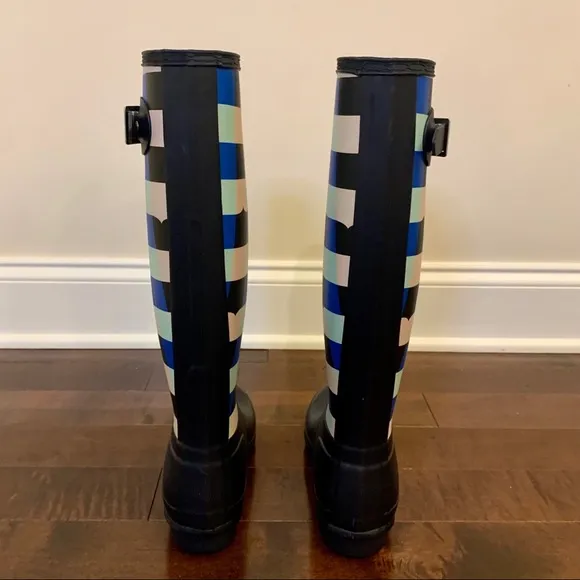 Hunter Original Tall Gingham Waterproof Rain Boots Women Size 5