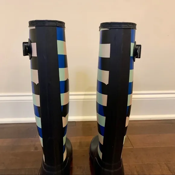 Hunter Original Tall Gingham Waterproof Rain Boots Women Size 5