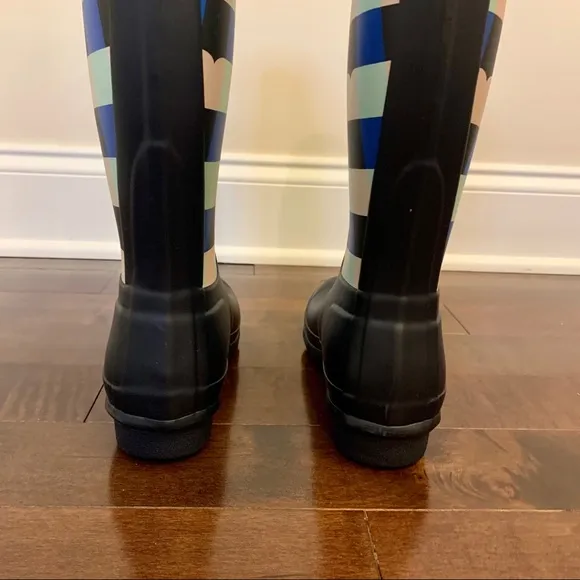 Hunter Original Tall Gingham Waterproof Rain Boots Women Size 5