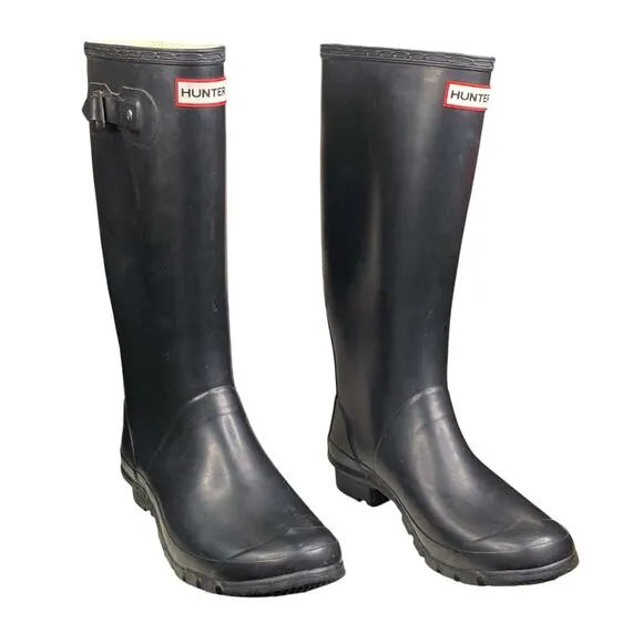 Hunter Unisex Huntress Black Waterproof Rain Boots Size M 9 W 10
