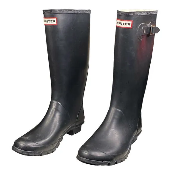 Hunter Unisex Huntress Black Waterproof Rain Boots Size M 9 W 10