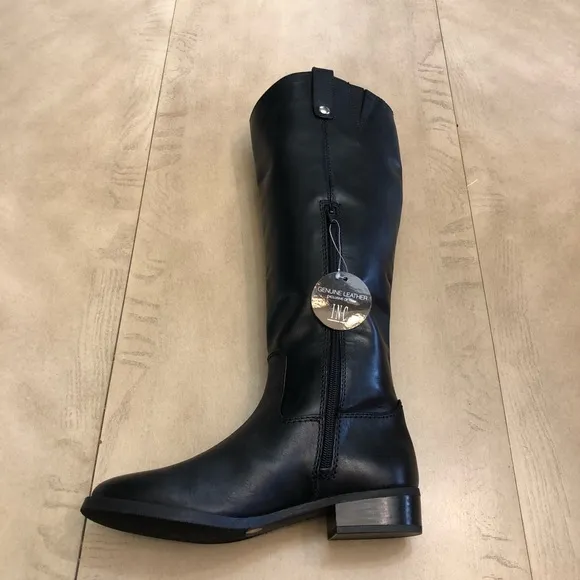 INC Womens Fawne Black Leather Tall Riding Boots 6.5