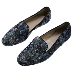 J. Crew Collection Darby Sequin Loafer Flats in Black Size 7.5