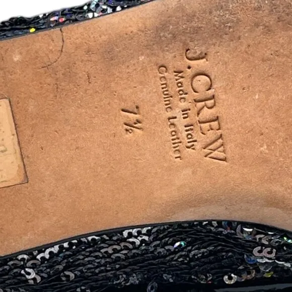 J. Crew Collection Darby Sequin Loafer Flats in Black Size 7.5