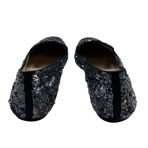 J. Crew Collection Darby Sequin Loafer Flats in Black Size 7.5