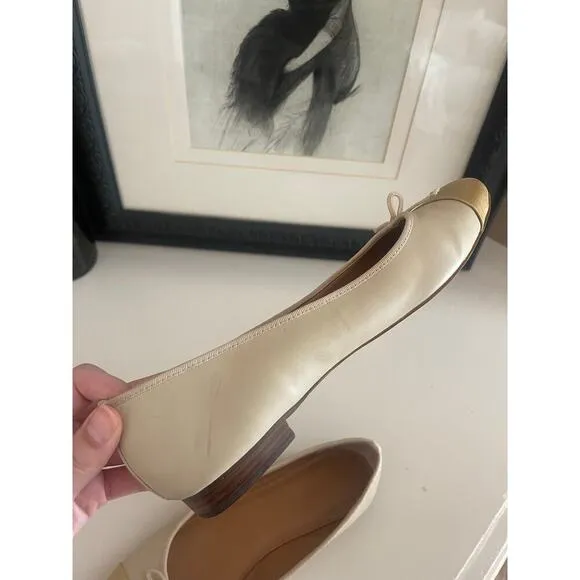 J. Crew Tan and Gold Andi Ballet Flats