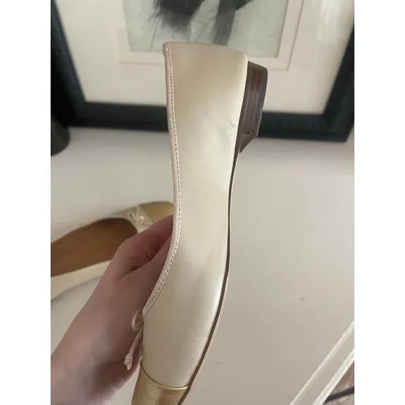 J. Crew Tan and Gold Andi Ballet Flats