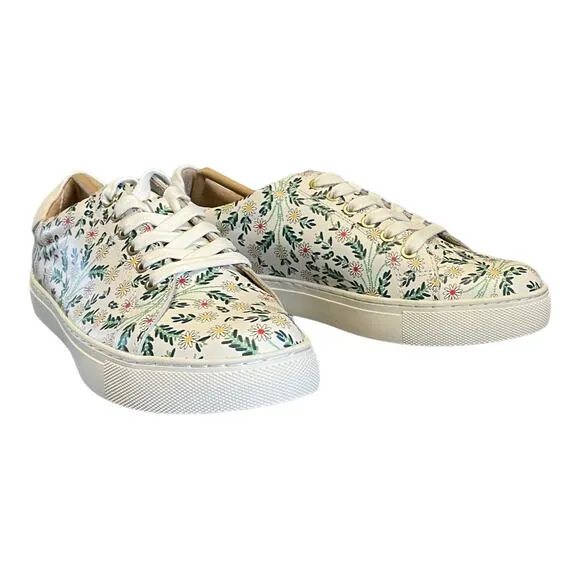 Jack Rogers Women Lace Up Casual Sneakers Rory Daisy US 5.5M White Daisy Floral