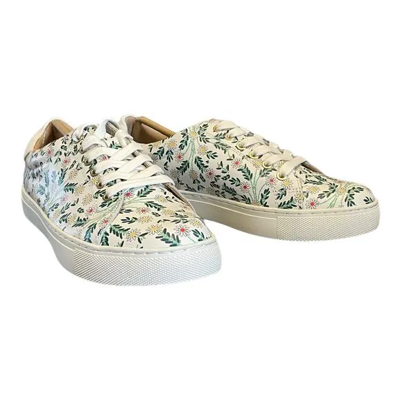 Jack Rogers Women Lace Up Casual Sneakers Rory Daisy US 5.5M White Daisy Floral