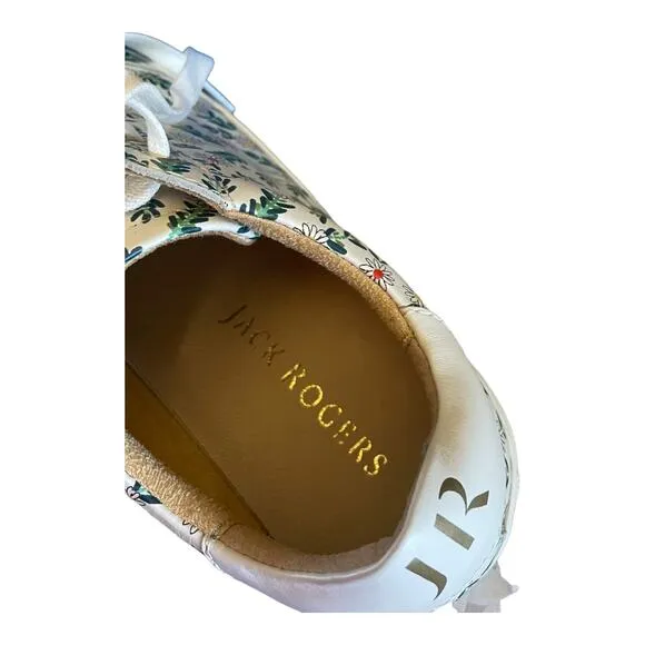 Jack Rogers Women Lace Up Casual Sneakers Rory Daisy US 5.5M White Daisy Floral