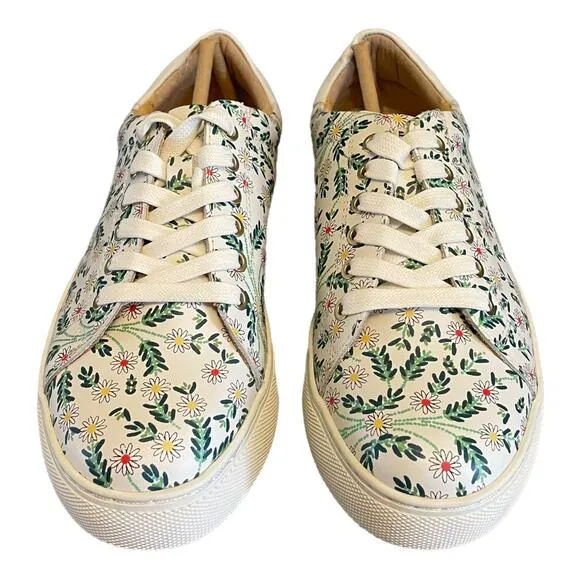 Jack Rogers Women Lace Up Casual Sneakers Rory Daisy US 5.5M White Daisy Floral