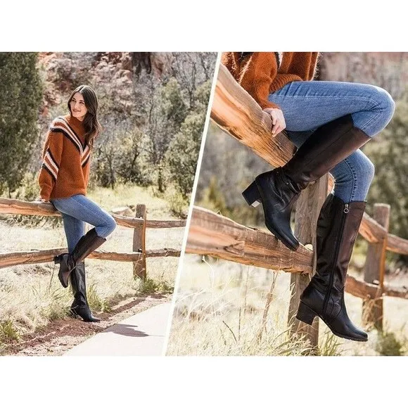 Jambu Chai Knee High BLACK Leather Boot Women's Sz 7 NEW