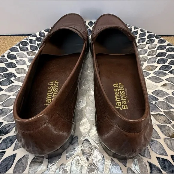 James A Banister vintage Men's Brown Leather Loafers size 10