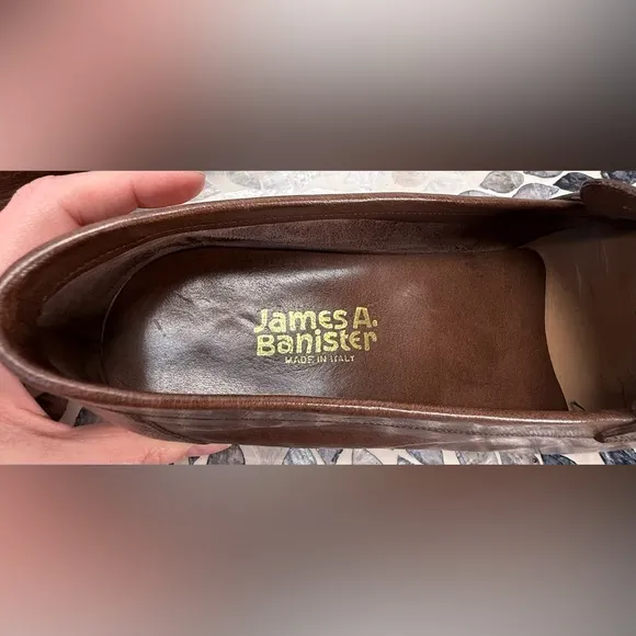 James A Banister vintage Men's Brown Leather Loafers size 10