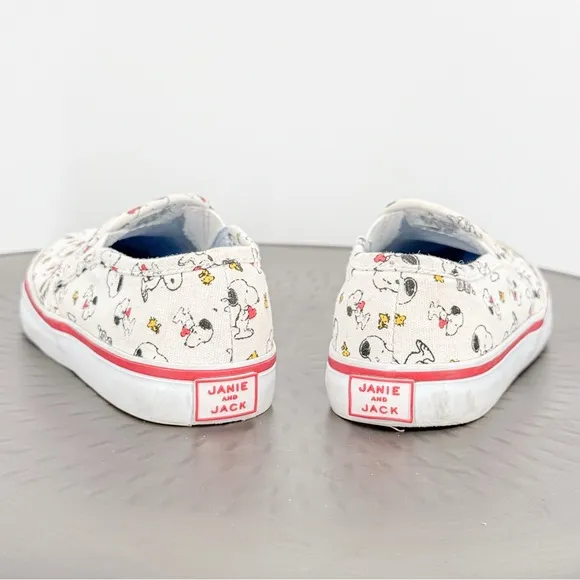 Janie and Jack Cream and Red Slip-On Peanut Sneakers