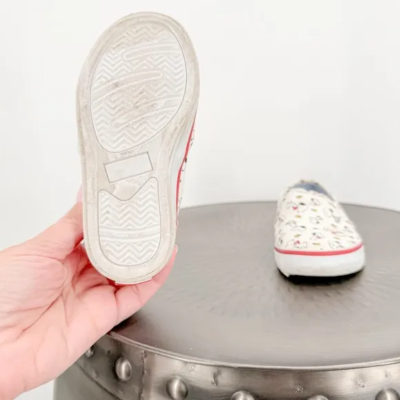 Janie and Jack Cream and Red Slip-On Peanut Sneakers