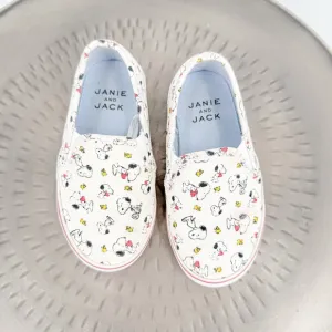 Janie and Jack Cream and Red Slip-On Peanut Sneakers
