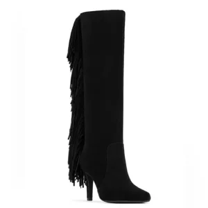 Jeffrey Campbell Black Suede Old West Fringe Boots