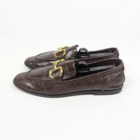 Jeffrey Campbell Brown Croc Gold Velviteen Loafers Size 8