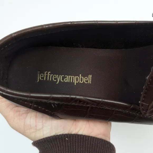 Jeffrey Campbell Brown Croc Gold Velviteen Loafers Size 8