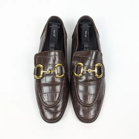 Jeffrey Campbell Brown Croc Gold Velviteen Loafers Size 8